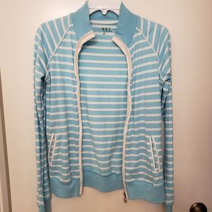Athletic casual knit striped full zip